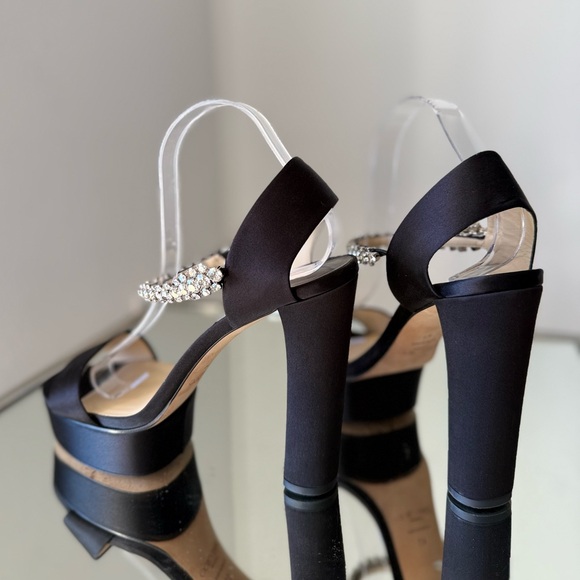 EUC Jimmy Choo Santina Embellished Satin Platform Sandals 41 $1,150 - Picture 14 of 15